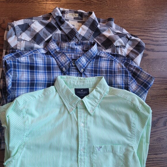Lot of 3 American Eagle Button Down Shirts Size Large AE L - Picture 14 of 14